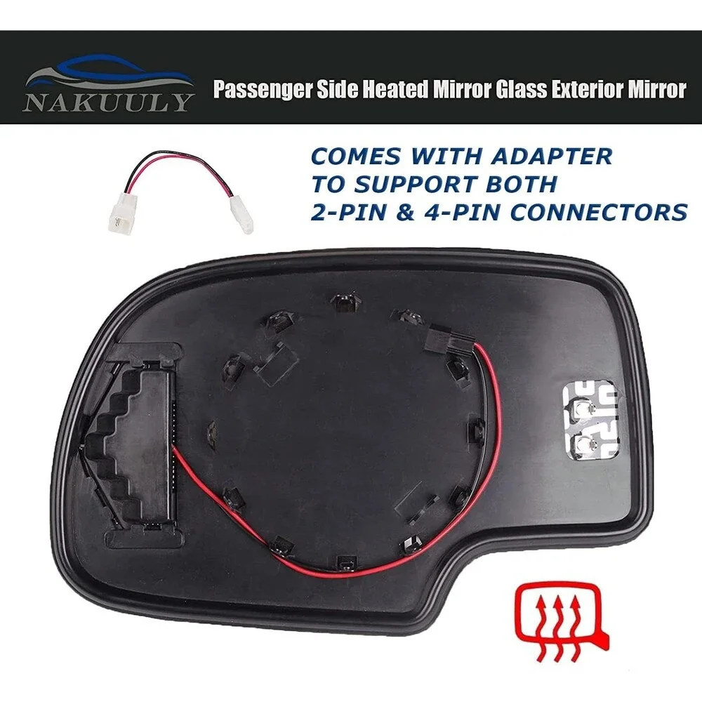 Passenger Side Heated Mirror Glass Compatible with 2003-2007 Chevy Silverado